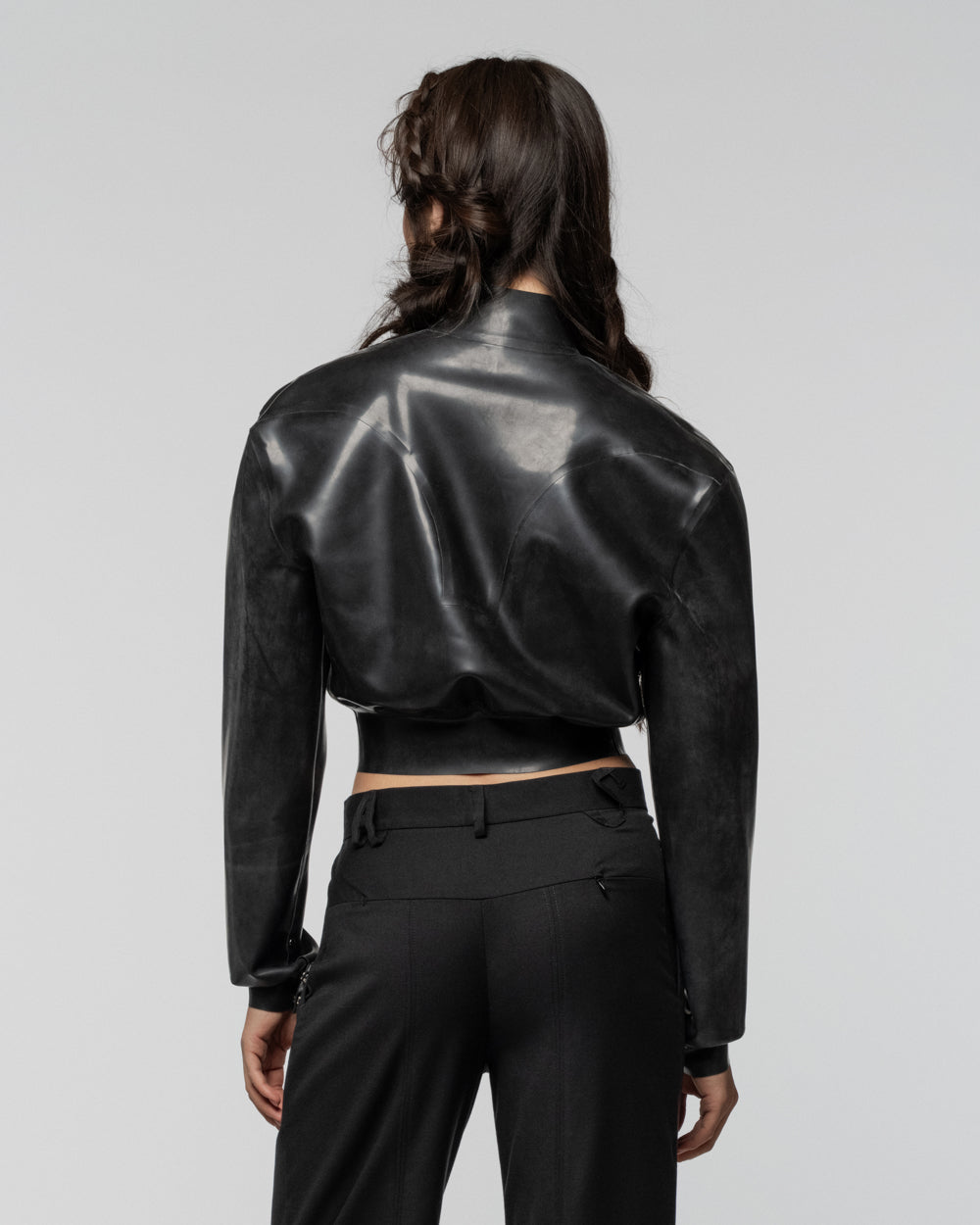 SNDCT X ANOESES Cropped Latex Bomber jacket