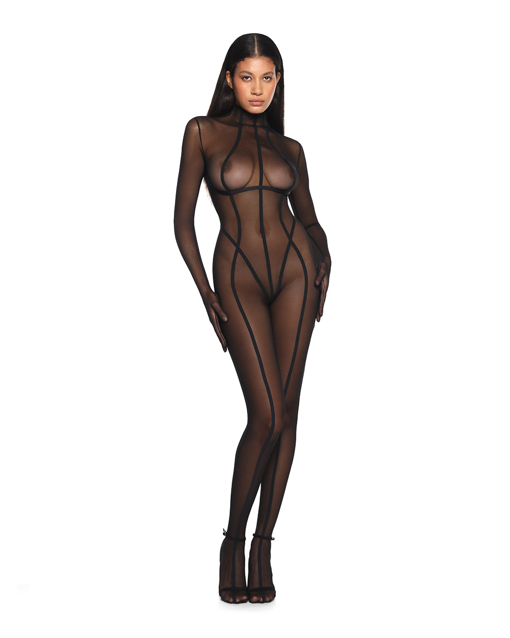 Catsuit Ultra-stretch Durable Black Mesh Fabric ANOESES Catsuit Ultra-stretch Durable Black Mesh Fabric ANOESES