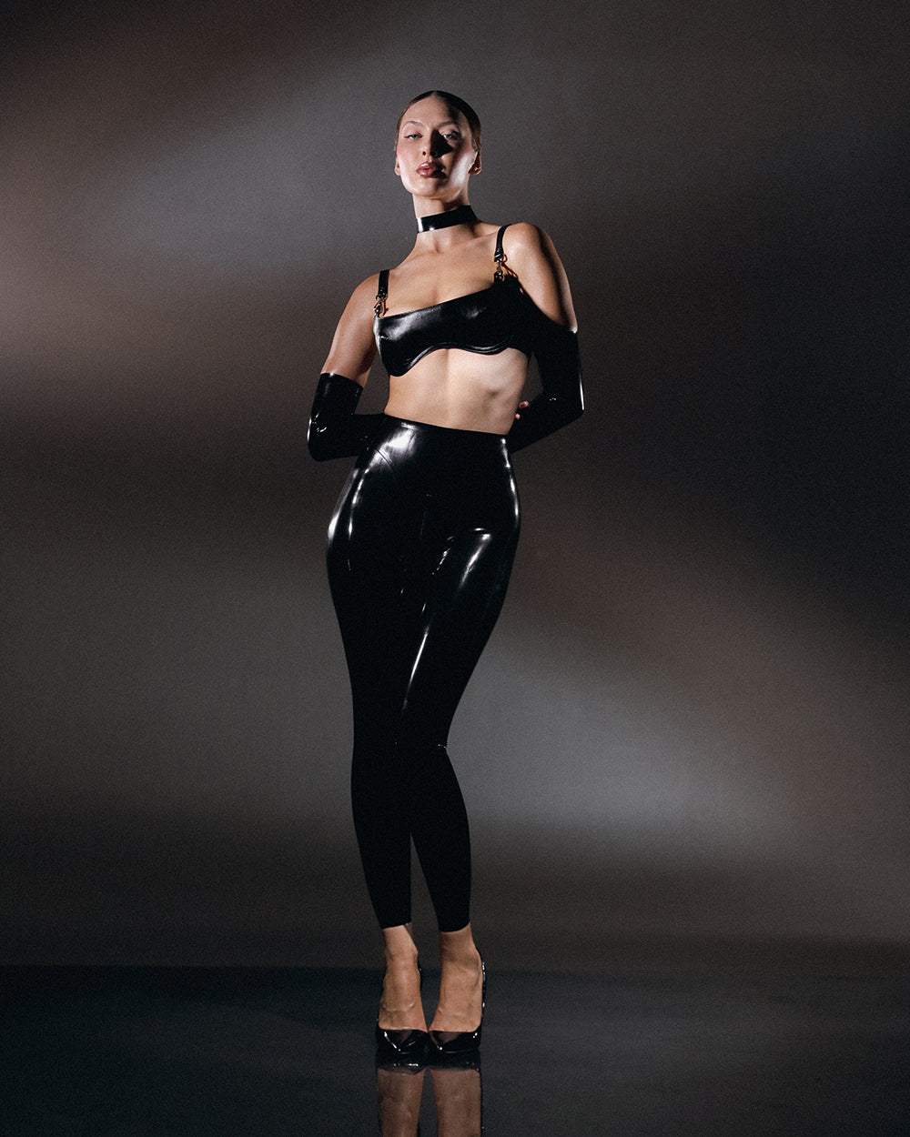 Sexy KouCla highw.leatherlook trousers with lacing Black - Imitatie Sexy KouCla highw.leatherlook trousers with lacing Black - Imitatie