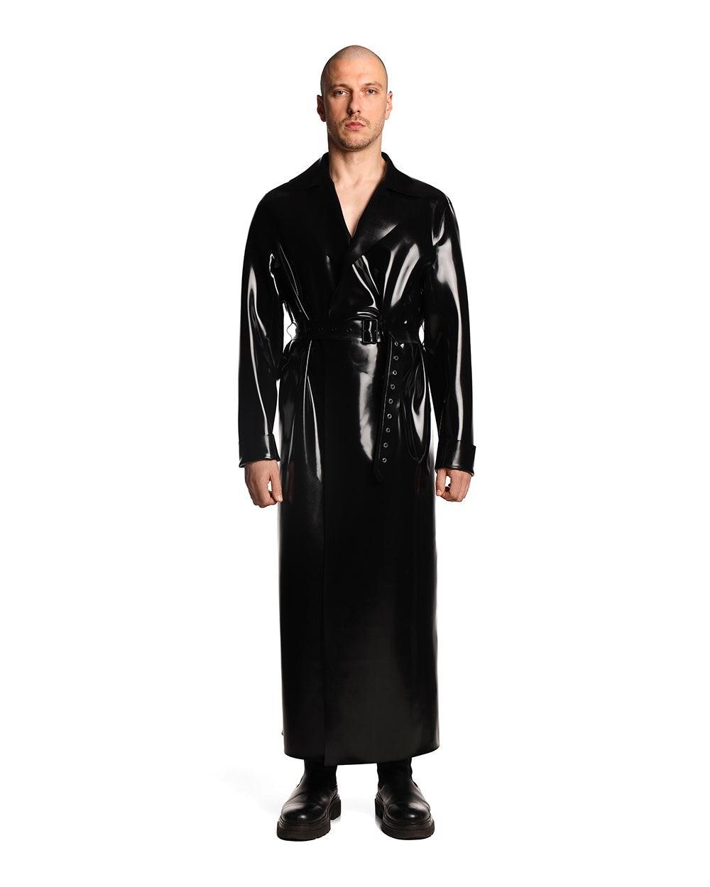Latex Long Latex Coat With Belt – ANOESES