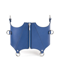 Blue leather corset